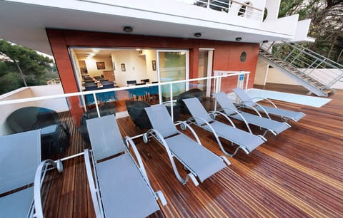 Lounge outside on warm days.