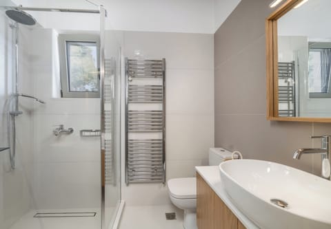 Deluxe Apartment, City View | Bathroom | Shower, hair dryer, towels, soap