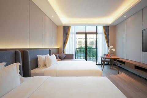 Twin Room, Pool View | Premium bedding, minibar, in-room safe, desk