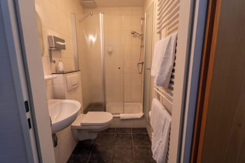 Classic Double Room | Bathroom | Shower, hair dryer, towels, soap