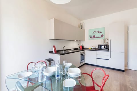 Apartment, Balcony, City View | Private kitchen | Full-size fridge, microwave, oven, stovetop