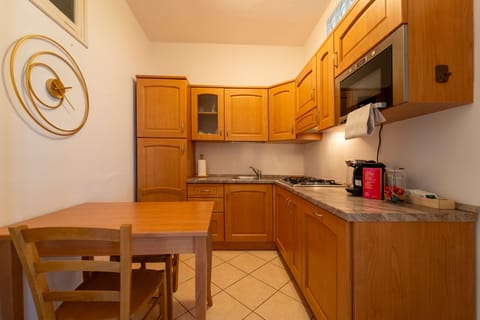 Apartment, Lake View | Private kitchen | Fridge, microwave, oven, stovetop
