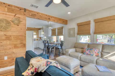 Bungalow Living Room with view to the dining and kitchen