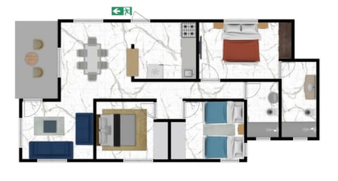 Apartment, 3 Bedrooms, Balcony, City View | Floor plan