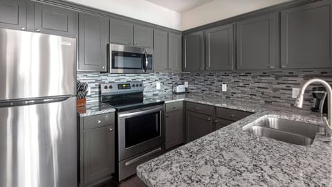 Standard Apartment, 1 Bedroom | Private kitchen | Full-size fridge, microwave, stovetop, dishwasher