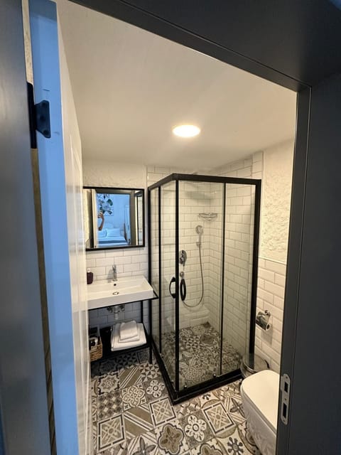 Economy Triple Room | Bathroom | Shower, hydromassage showerhead, hair dryer, towels