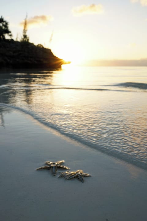 On the beach, white sand