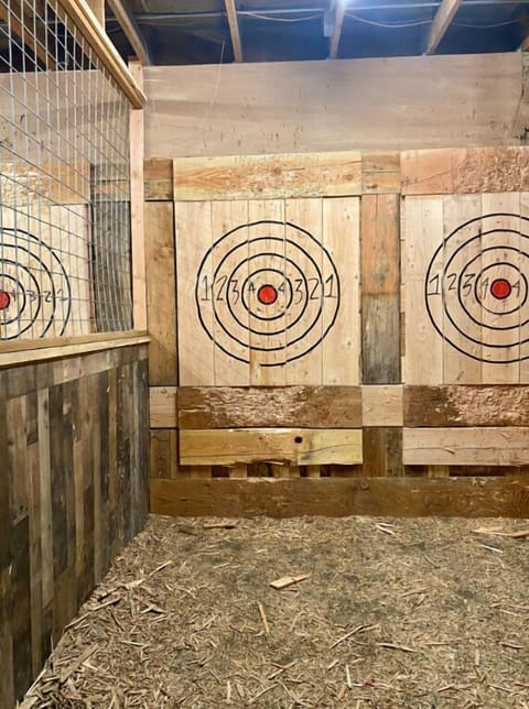 Experience the excitement of axe throwing.