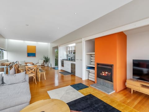 Great room with wood floors