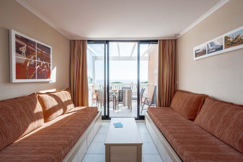 Apartment 6 people - 1 bedroom + 1 sleeping alcove - Terrace or balcony - Seaview - South facing | Living area | Flat-screen TV, books