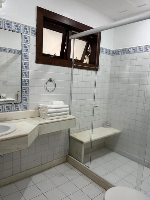 Quadruple Room, Sea View | Bathroom | Shower, towels, soap, toilet paper