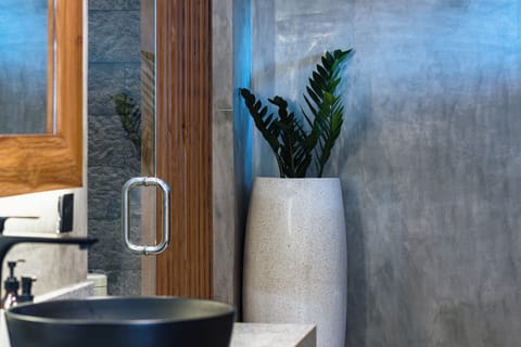 Luxury Villa, Patio, Garden View | Bathroom | Shower, hair dryer, towels, soap