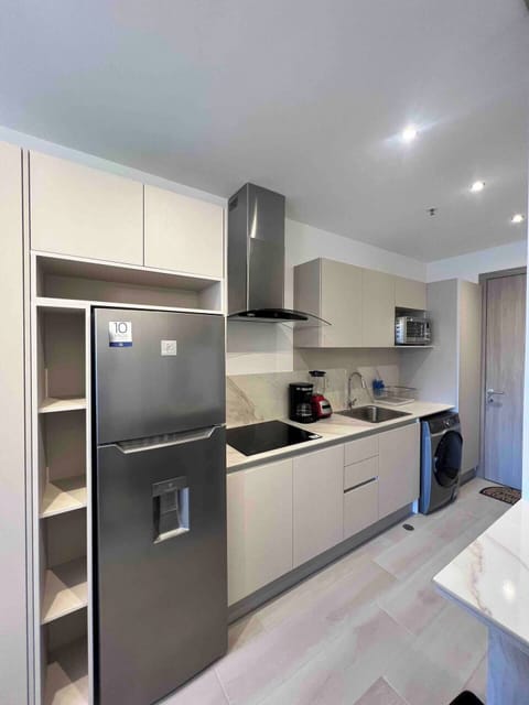 Business Studio Suite, 1 Double Bed with Sofa bed, City View, Tower | Private kitchen | Full-size fridge, microwave, oven, stovetop