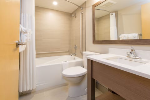 Family Suite, 1 Queen Bed | Bathroom | Combined shower/tub, eco-friendly toiletries, hair dryer, towels