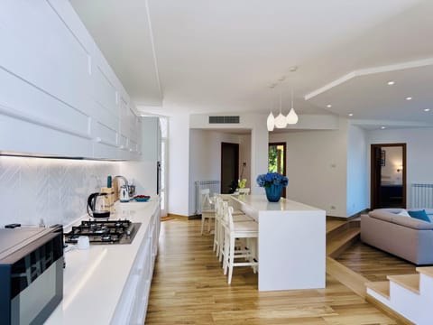 Luxury Apartment, 3 Bedrooms, Sea View | Private kitchen | Full-size fridge, microwave, oven, stovetop