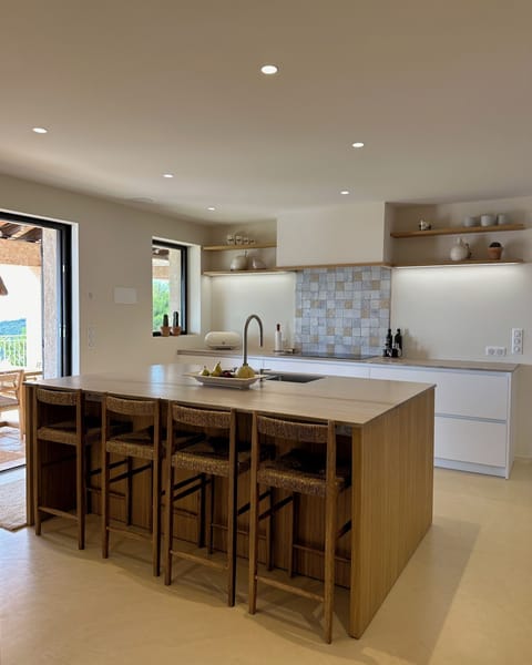 Hyper equipped kitchen with central island.