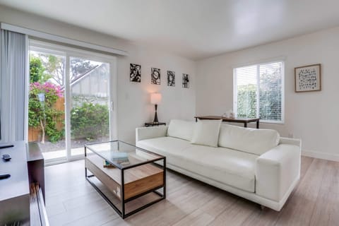 Modern living room with air conditioning and off the back patio