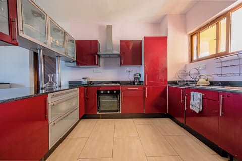 Standard Apartment, Beach View | Private kitchen | Full-size fridge, microwave, oven, stovetop