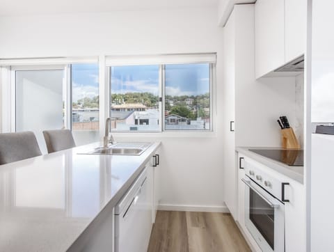 Apartment, Ocean View | Private kitchen | Full-size fridge, microwave, oven, stovetop