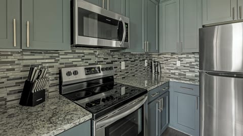 Apartment, 1 Bedroom | Private kitchen | Full-size fridge, oven, stovetop, dishwasher