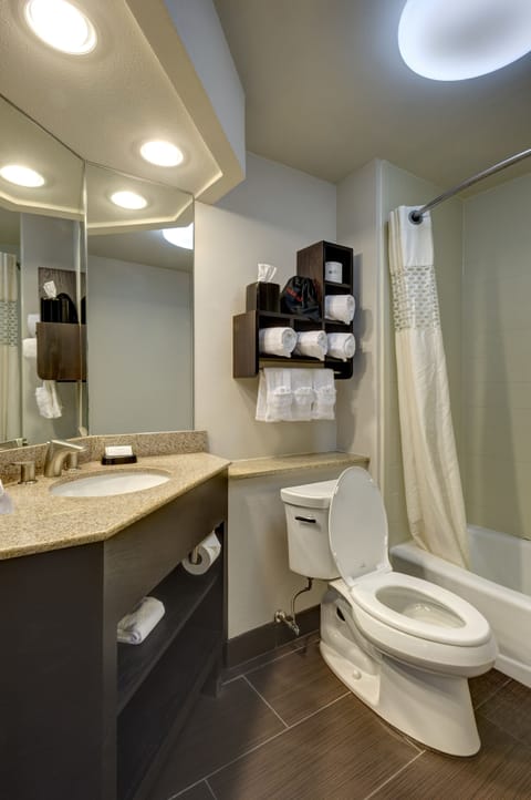 Two queen beds | Bathroom | Combined shower/tub, free toiletries, hair dryer, towels