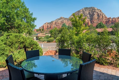 Dining table in front of home