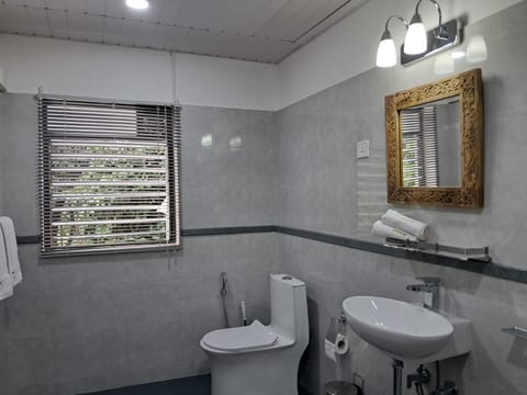 Deluxe Double Room, Garden View | Bathroom | Shower, hydromassage showerhead, free toiletries, towels