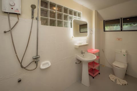 Deluxe Beachpool or Beachfront Cottage | Bathroom | Shower, hair dryer, bidet, towels