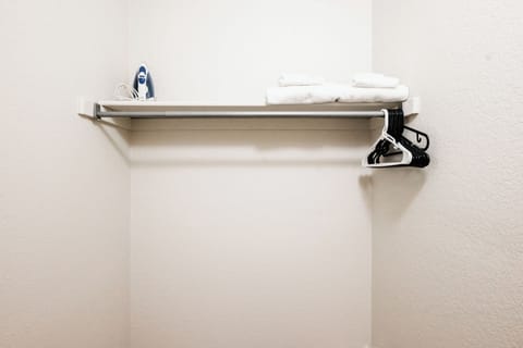 Full closet. equipped with an iron for our workers or event travelers.