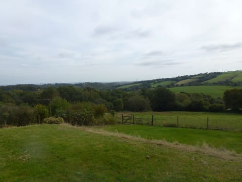 The view from the cottage of Devon's rolling hills.