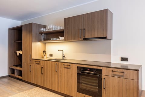 Premium Ferienwohnung mit 1 Schlafzimmer | Private kitchen | Full-size fridge, oven, stovetop, dishwasher
