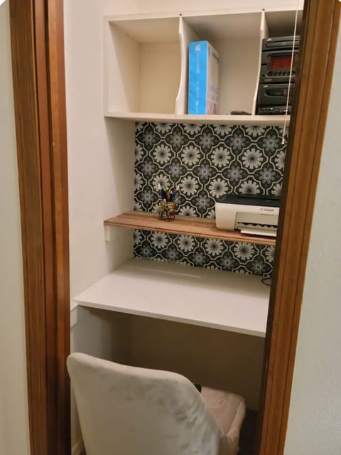 Closet converted to desk area