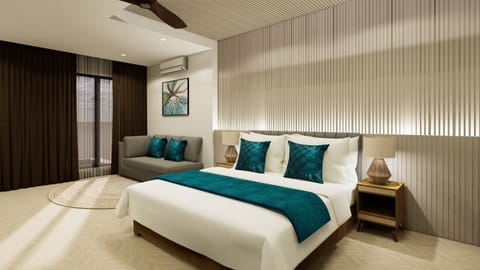 Honeymoon Room, Balcony, Pool View | In-room safe, desk, laptop workspace, soundproofing