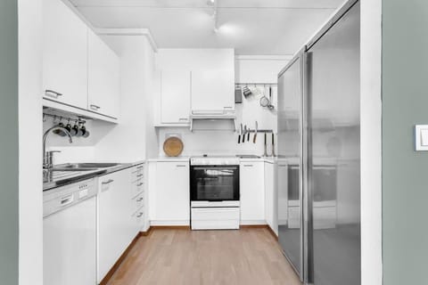 Premium Apartment | Private kitchen | Fridge, oven, stovetop, electric kettle