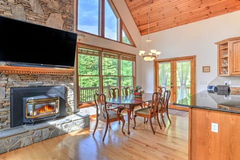 View to Dining Area and Fireplace