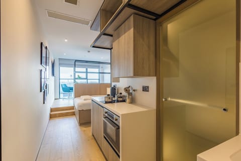 Signature Studio (small double bed) | Private kitchen | Fridge, microwave, oven, stovetop