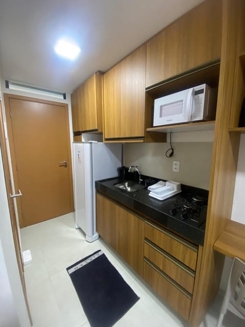 Classic Studio, City View | Private kitchen | Fridge, microwave, stovetop, cookware/dishes/utensils