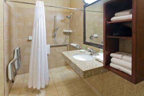Standard Room, 1 King Bed, Accessible (Communications, Mobil, Roll-In Shower) | Bathroom | Combined shower/tub, free toiletries, hair dryer, towels
