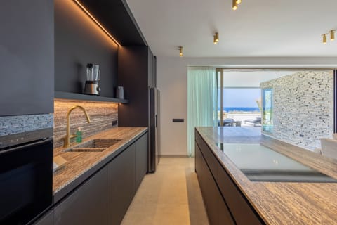 Deluxe Apartment, Sea View | Private kitchen | Full-size fridge, microwave, oven, stovetop