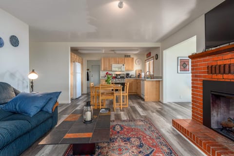 Living room with electric fireplace, Smart TV