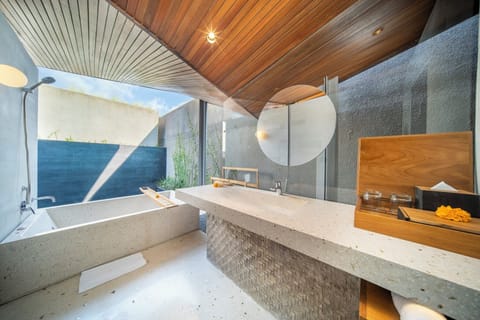 Grand One Bedroom Villa With Private Pool | Bathroom | Separate tub and shower, hair dryer, bathrobes, slippers