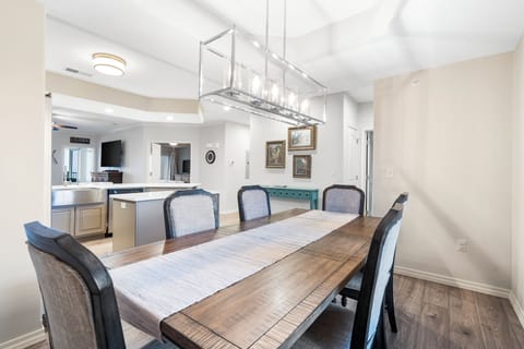 Gather for meals together at the dining table, with seating for 6