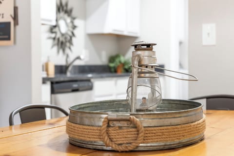 Gather for meals together at the dining table, with seating for 6