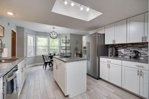 Kitchenaid fridge and island await your groceries!