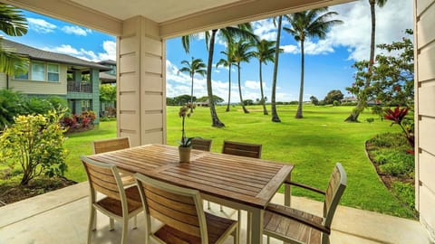 Pili Mai Resort at Poipu #08D - Ocean & Golf View Dining Lanai - Parrish Kauai