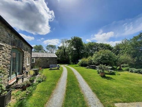 Lawn area with picnic benches