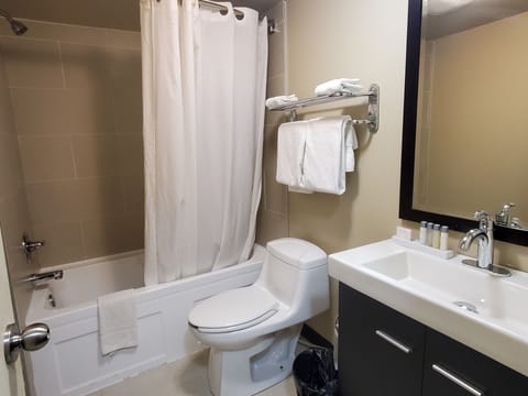 Basic Double Room, 2 Double Beds, City View | Bathroom | Shower, hair dryer, towels