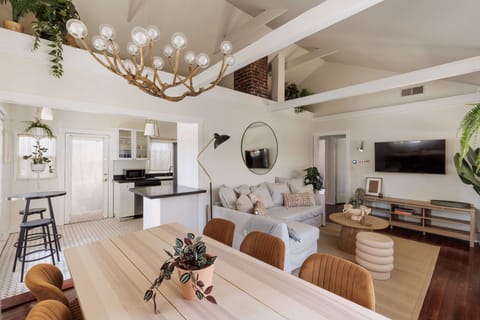 Open living room and dining room space