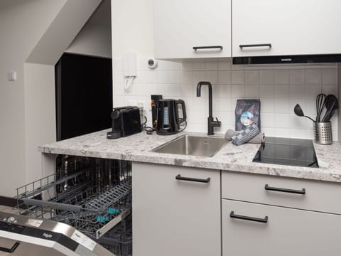 Deluxe Apartment, 1 Bedroom | Private kitchen | Fridge, microwave, dishwasher, coffee/tea maker