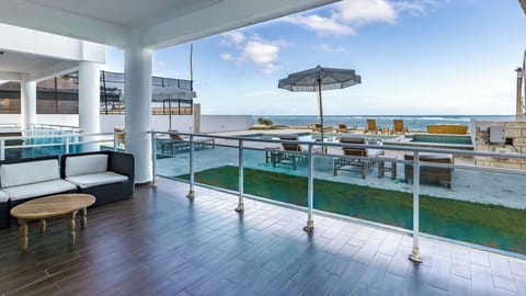 Spacious balcony on the ground floor